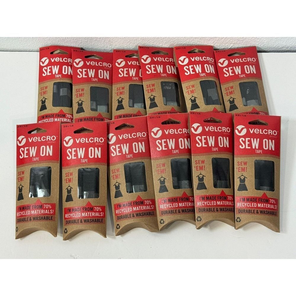 12- VELCRO Brand Sew On Tape - 36"x 3/4" - Made From‎ 70% Recycled Materials